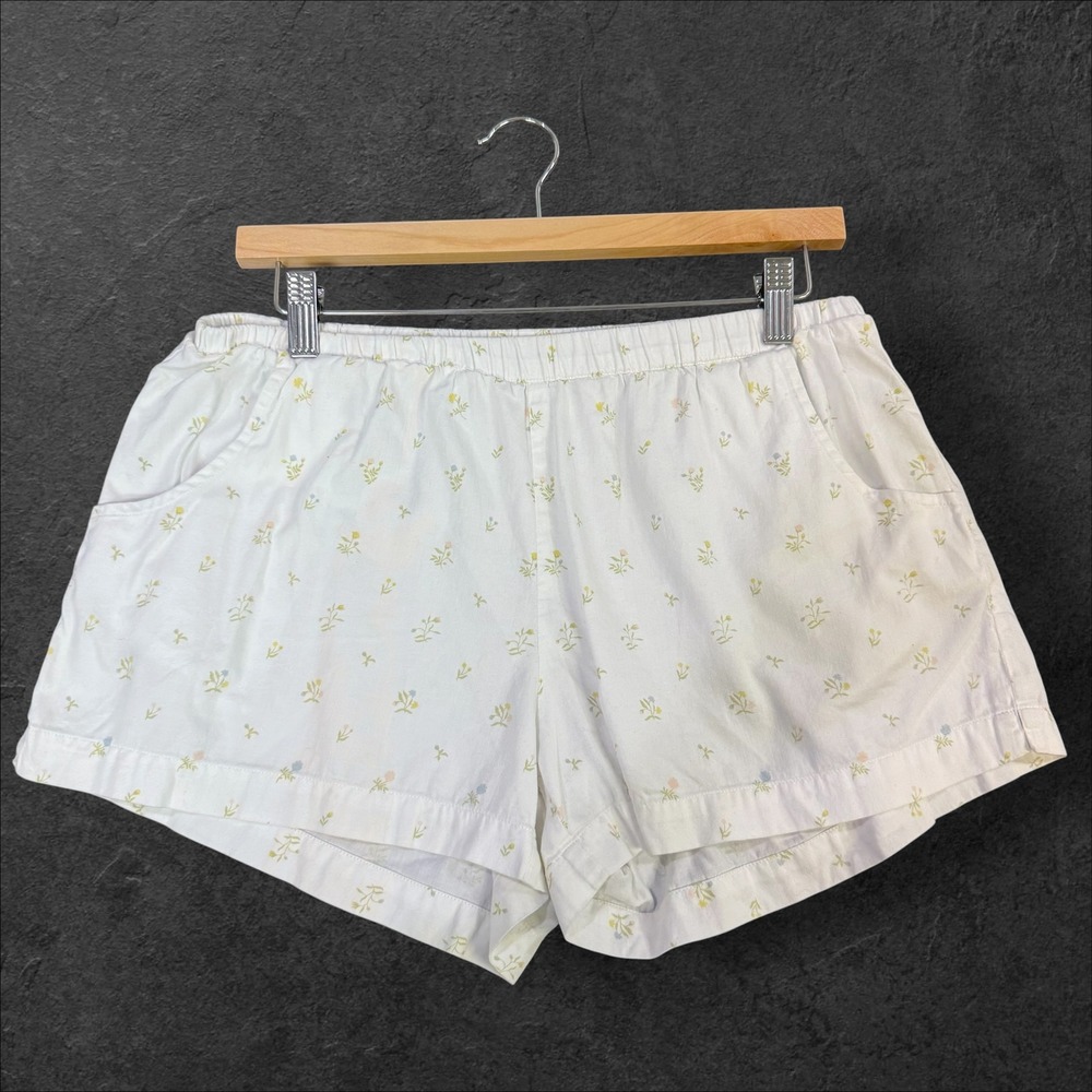Julia Berolzheimer x LAKE Pajamas White Floral Cotton Poplin Shorts Womens Small